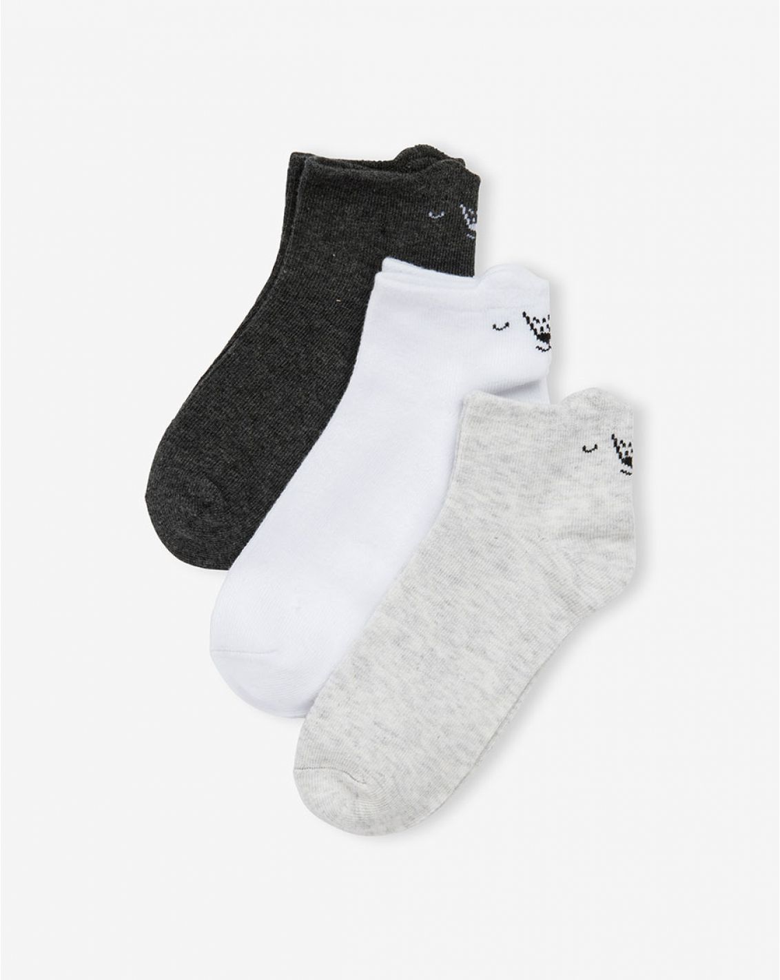 Minene Footie Socks - pack of 3 pairs - White / Grey