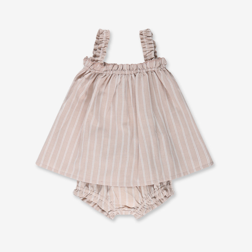 Straps Woven Dress & Bloomer H23 - Antique Pink