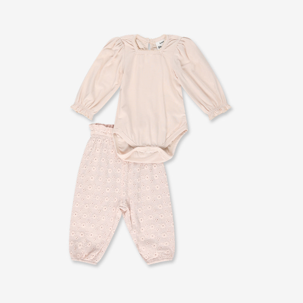 Puffy Sleeves BodySuit & Woven Bloomer Set H19