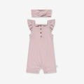 ชุดเอี๋ยมแขนบานและที่คาดผมสำหรับเด็กผู้หญิง RIB2 - สีชมพูวินเทจ 