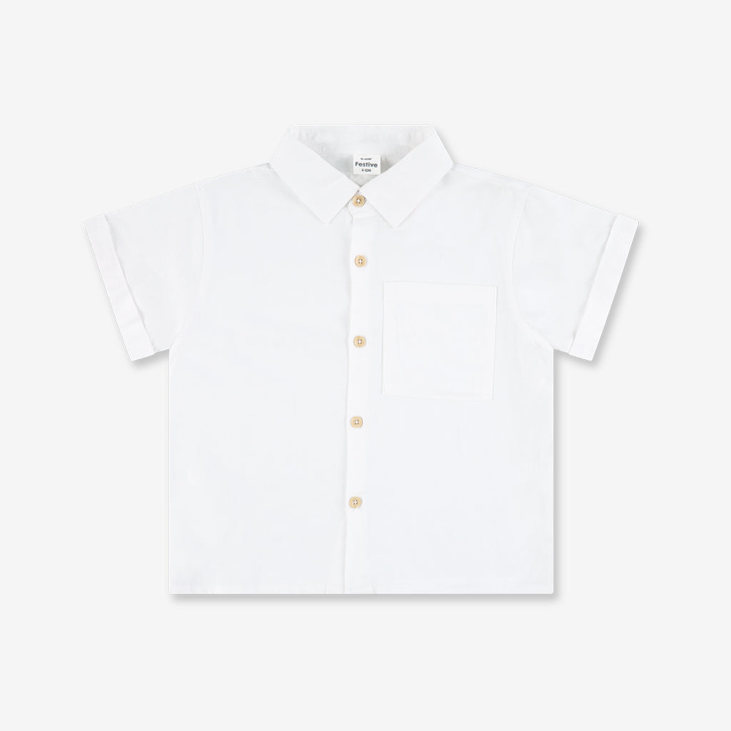 Boys Woven Button Shirt With Short Sleeves WB