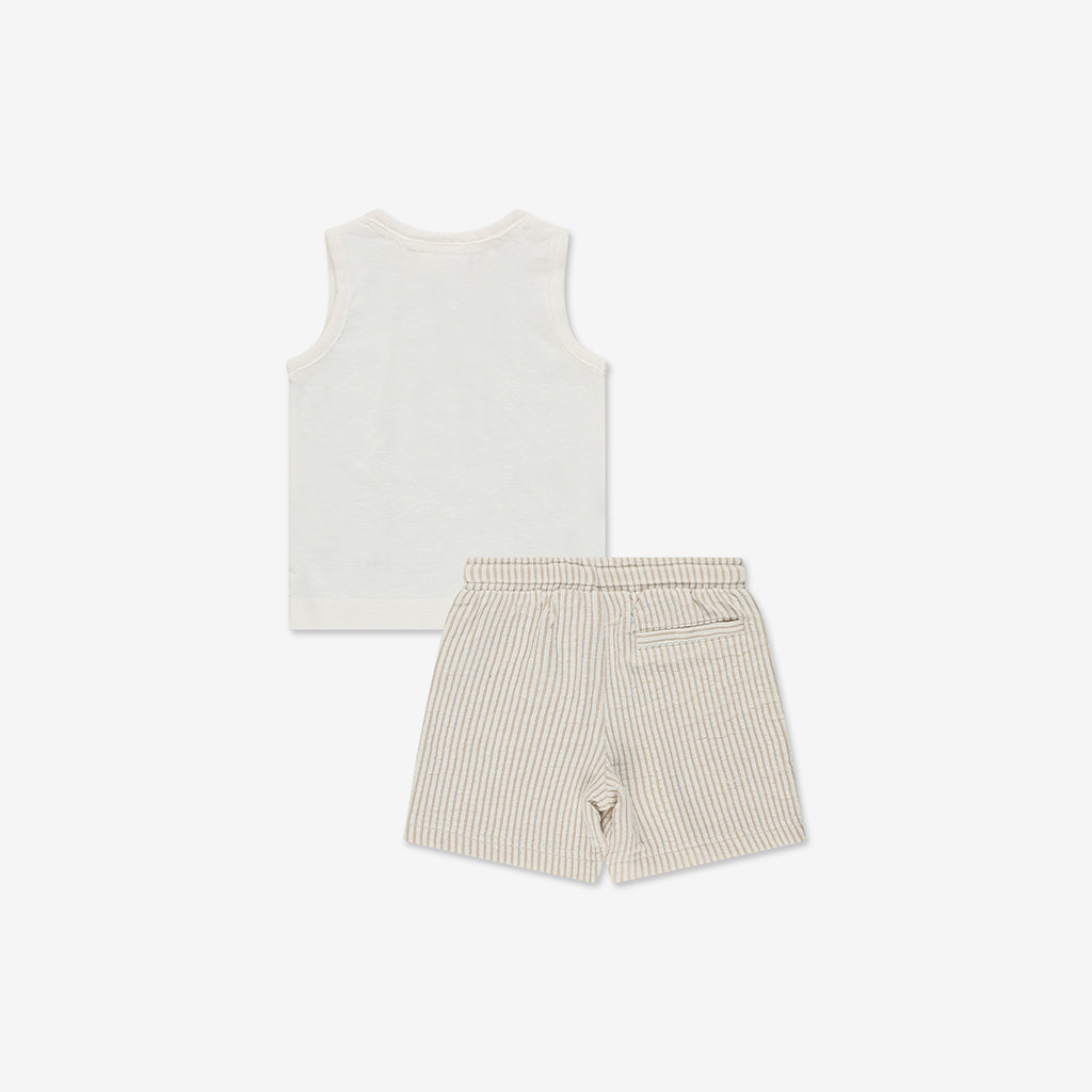 Tank Top & Striped Jogger Shorts Pants WB22