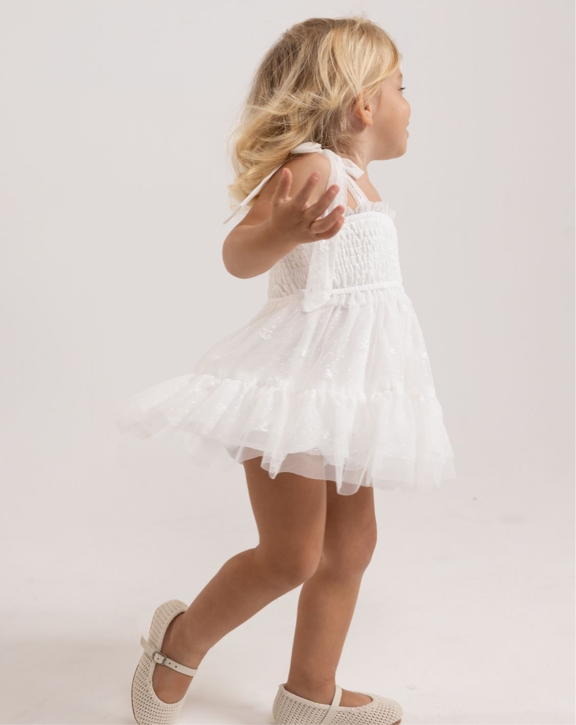Embroidered Tulle Dress & Bloomers Set H7