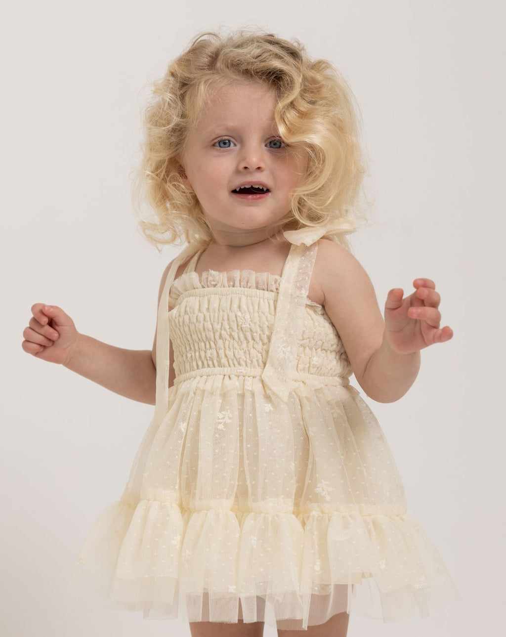 Embroidered Tulle Dress & Bloomers Set H7