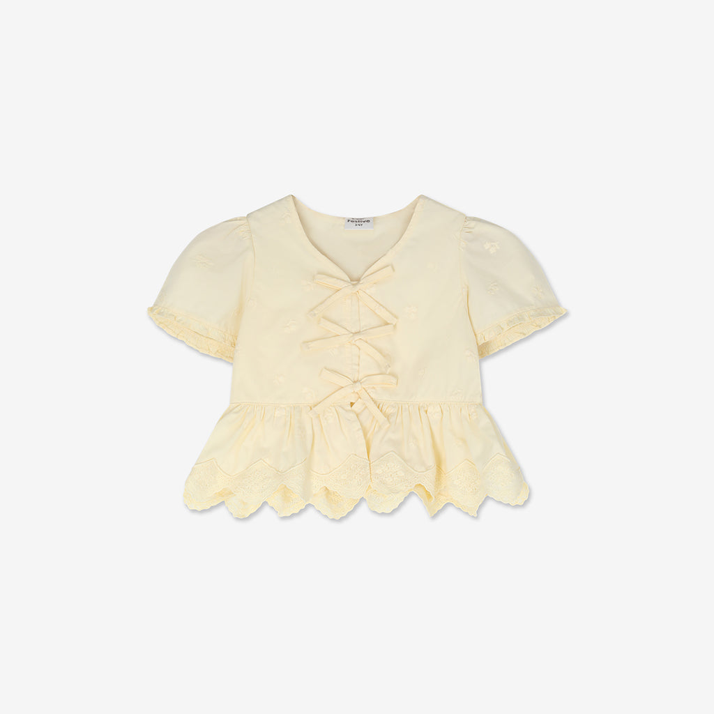 Peplum & Bows Woven Shirt H - H14