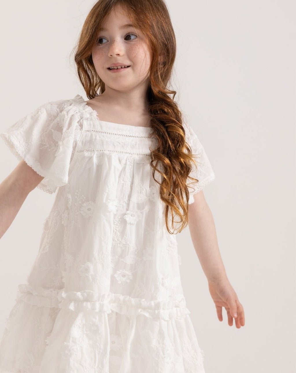 Embroidered Short seeve Mini Dress H - H17