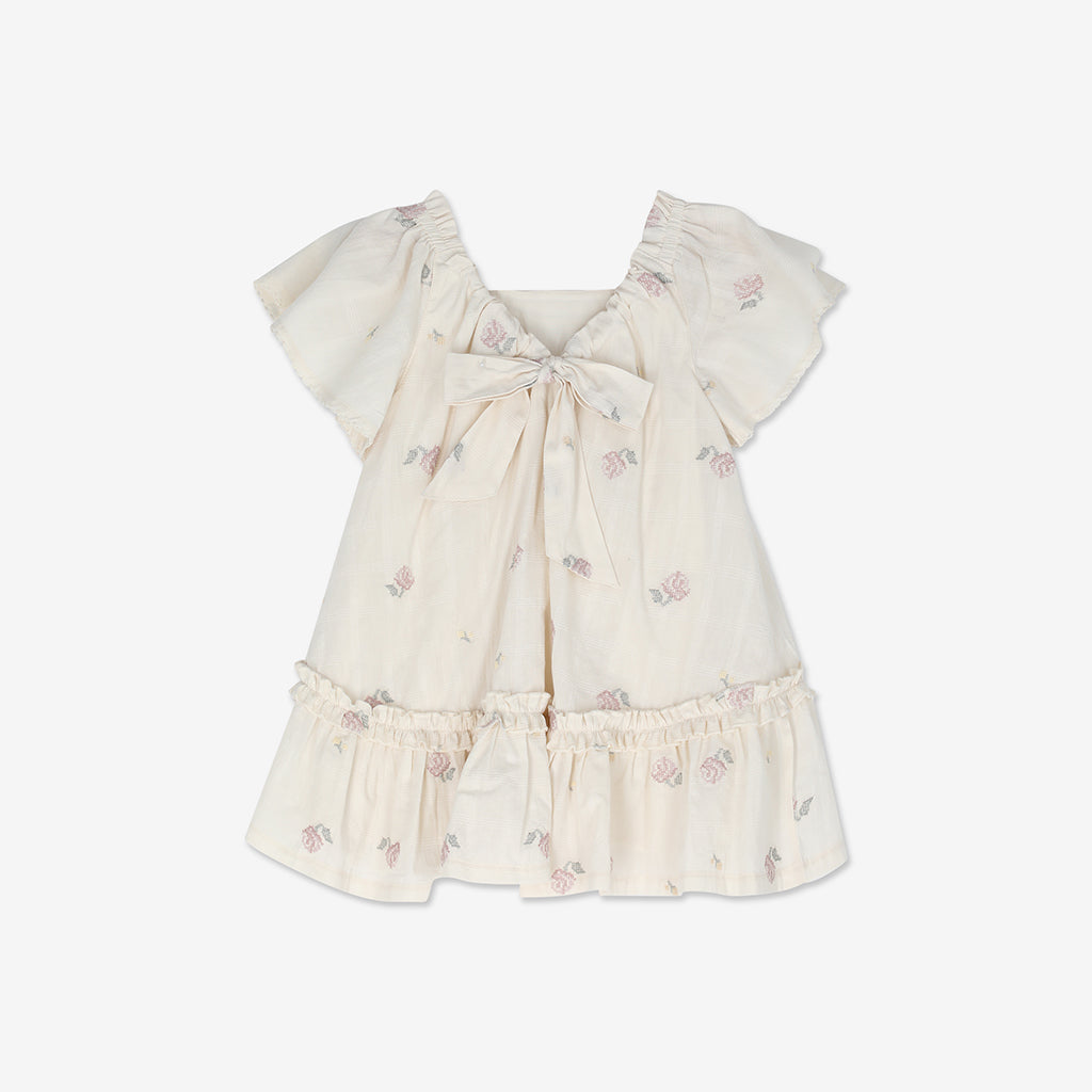 Embroidered Short seeve Mini Dress H - H17