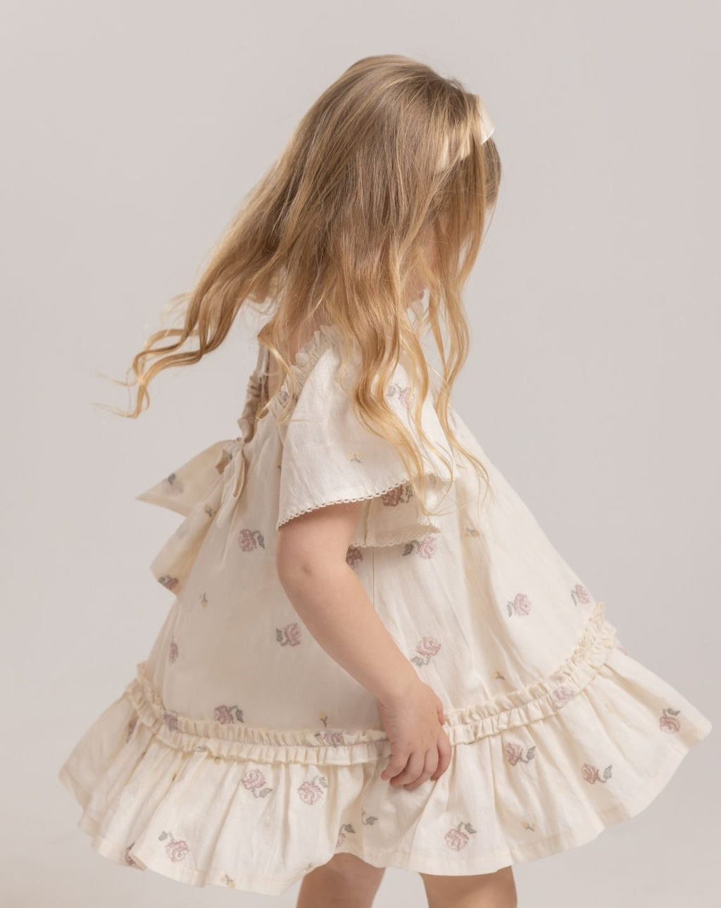 Embroidered Short seeve Mini Dress H - H17
