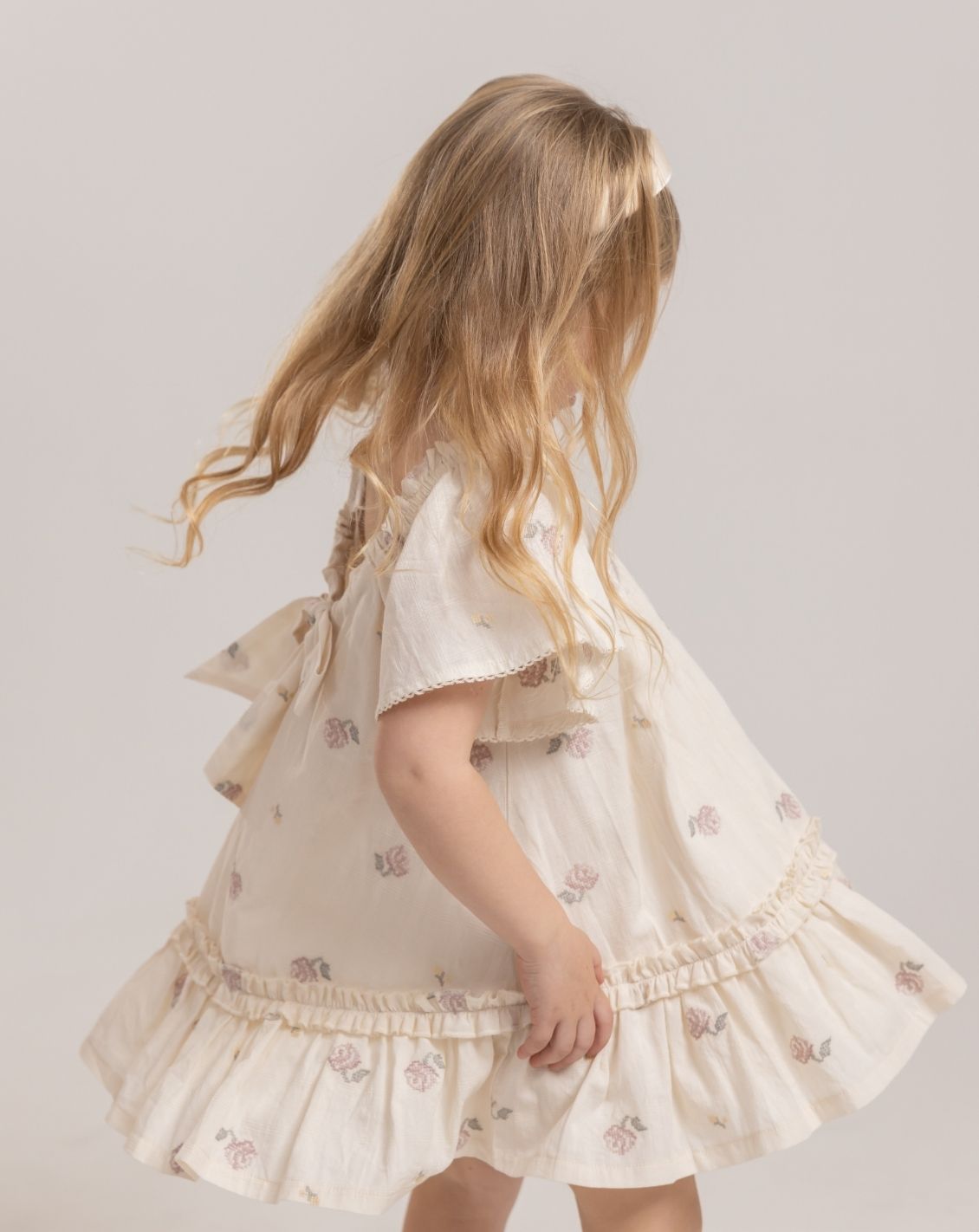 Embroidered Short seeve Mini Dress H - H17