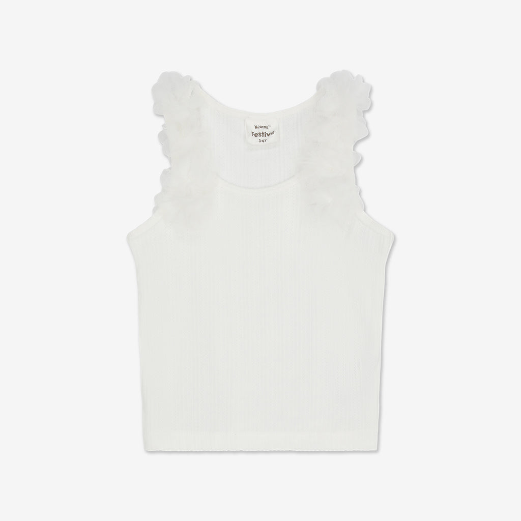Tank Top With 3D Tulle Flowers H - H21