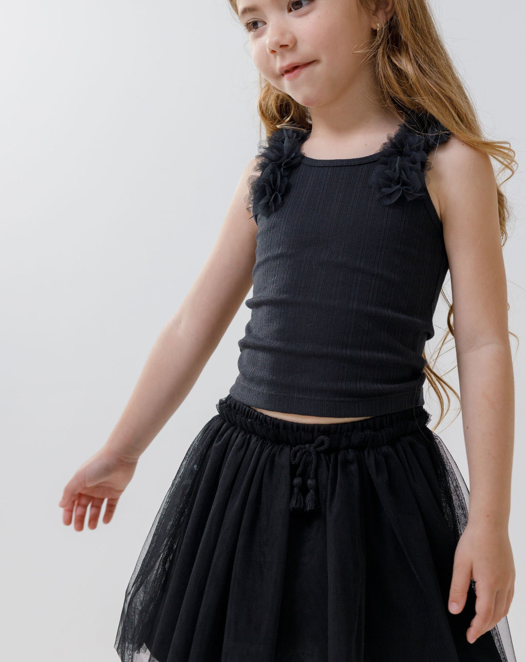Tank Top With 3D Tulle Flowers H - H21