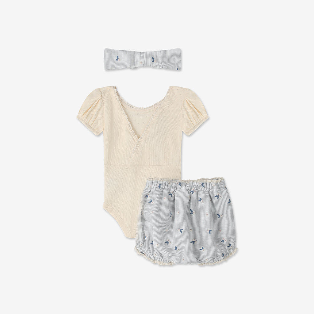 Puff Sleeves Bodysuit & Bloomers + Headband H26