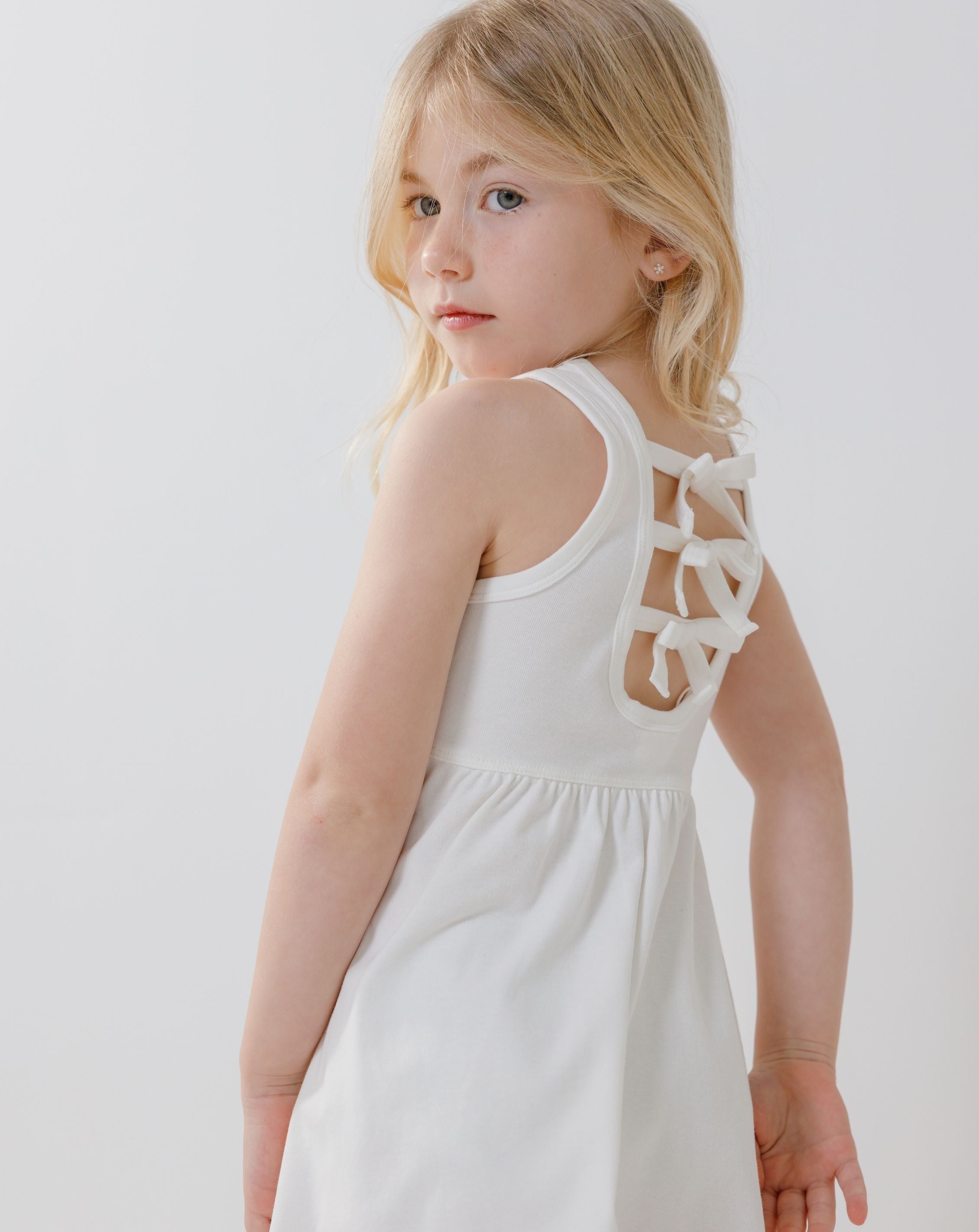Ribbed Dres With Back Bows H - H36