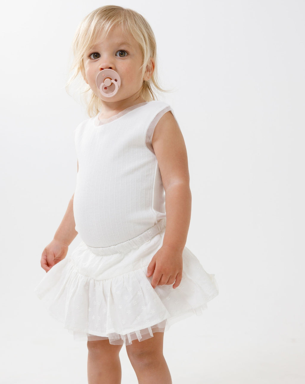 Ribbed Bodysuit & Embroidered Skrit Set + Headband H37