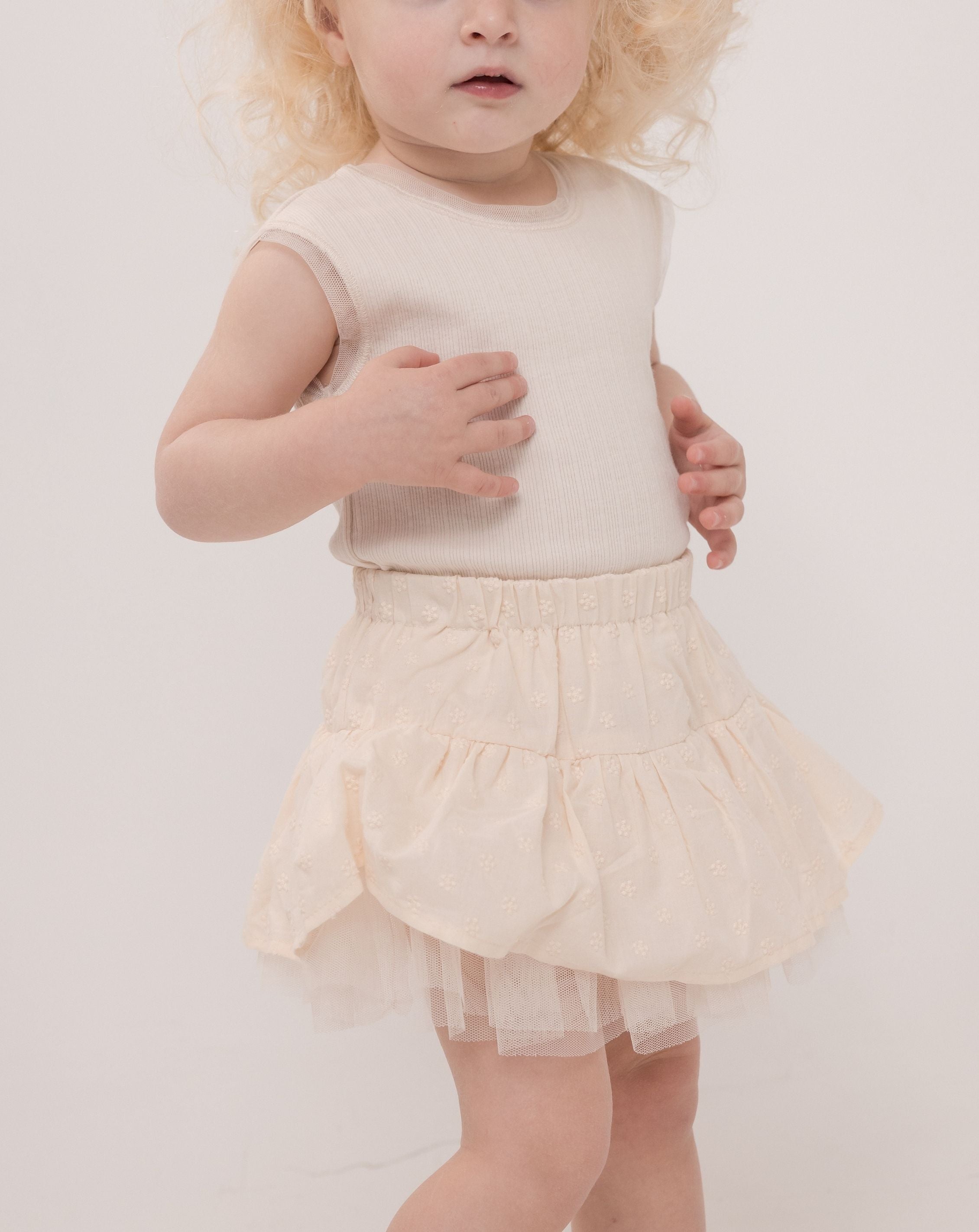 Ribbed Bodysuit & Embroidered Skrit Set + Headband H37