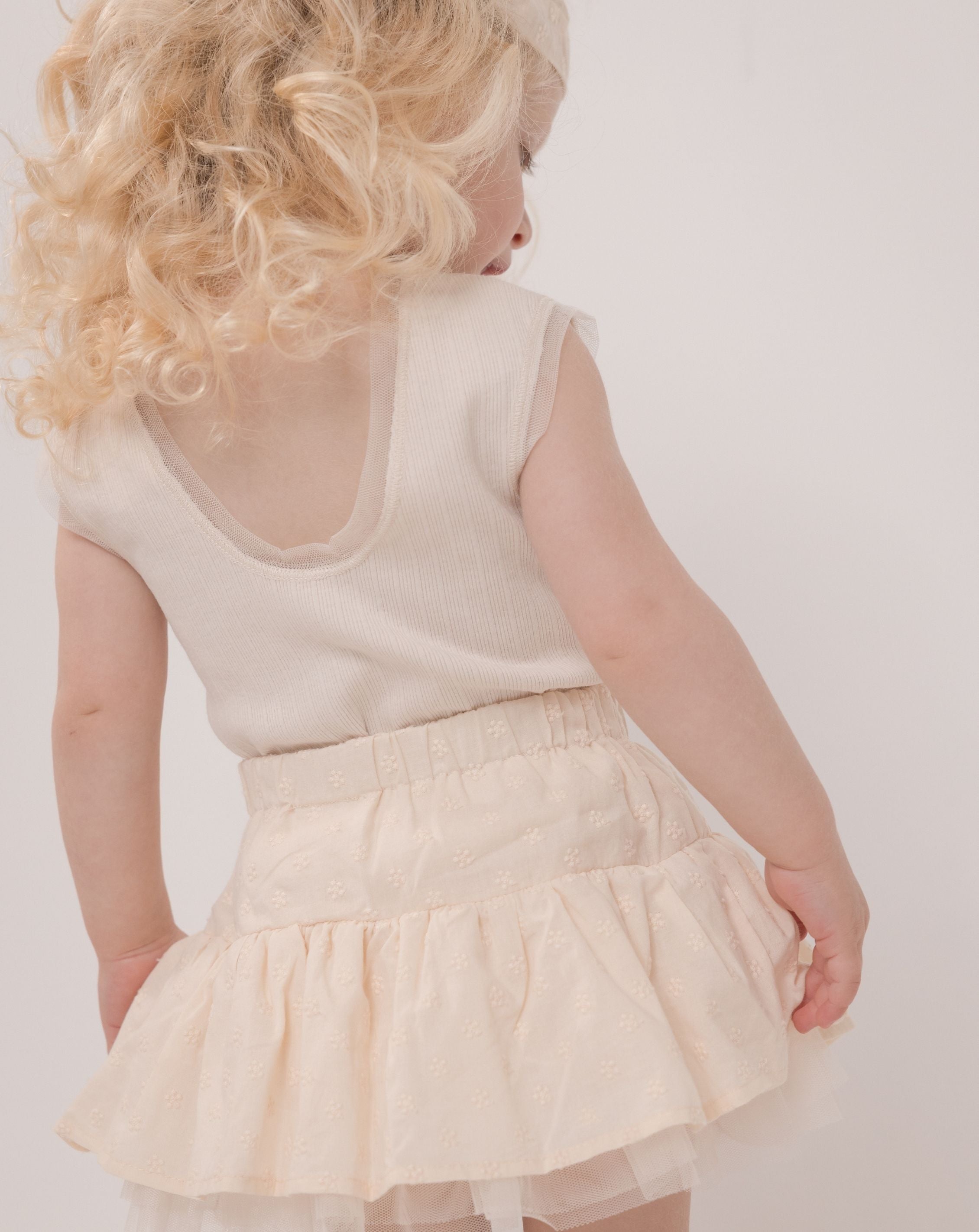 Ribbed Bodysuit & Embroidered Skrit Set + Headband H37