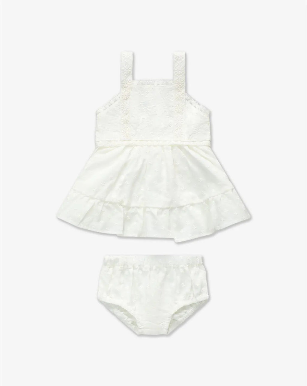 Embroidered Strappy Dress & Bloomers Set - H40