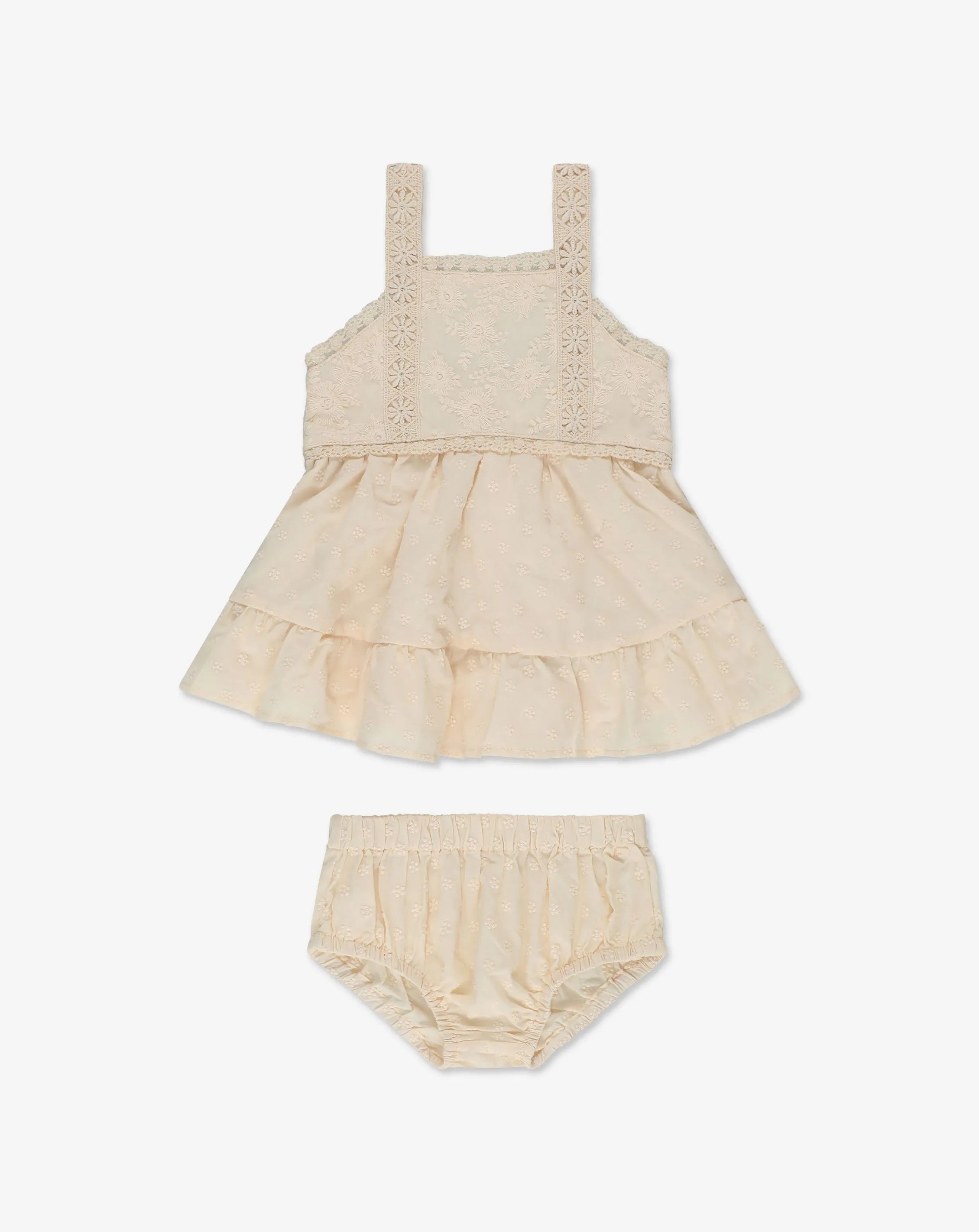 Embroidered Strappy Dress & Bloomers Set - H40