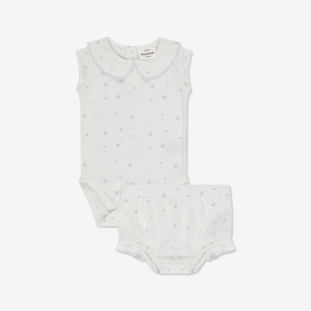 Pointelle Bodysuit with Collar & Pants Set RIB - RIB1