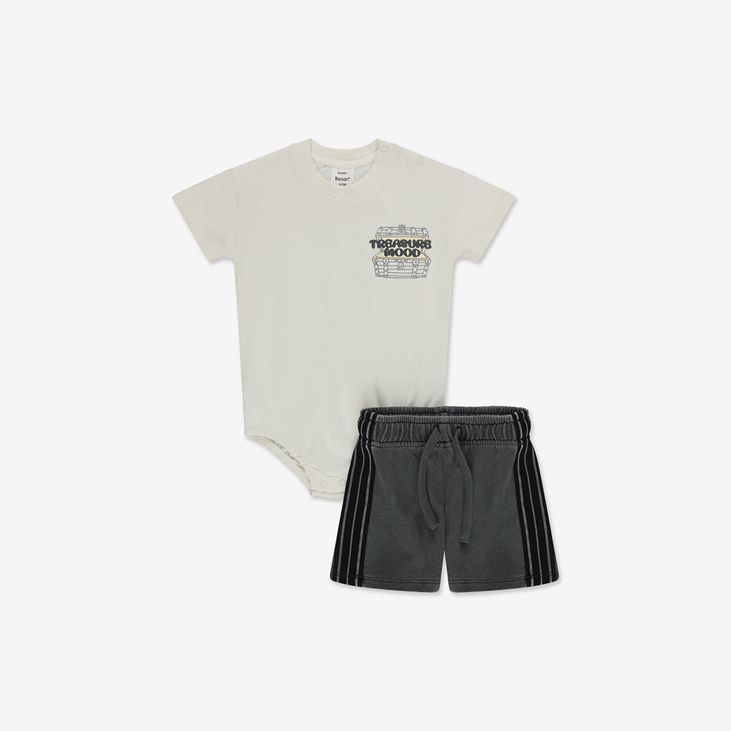Bodysuit+ Washed Woven Short Pants Set NT - NT1a