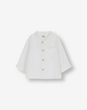 Buttoned Linen Shirt With Grandad Collar WB9