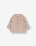 Buttoned Linen Shirt With Grandad Collar WB9