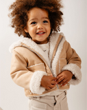 Girls Hooded Suede & Sherpa Jacket Y1