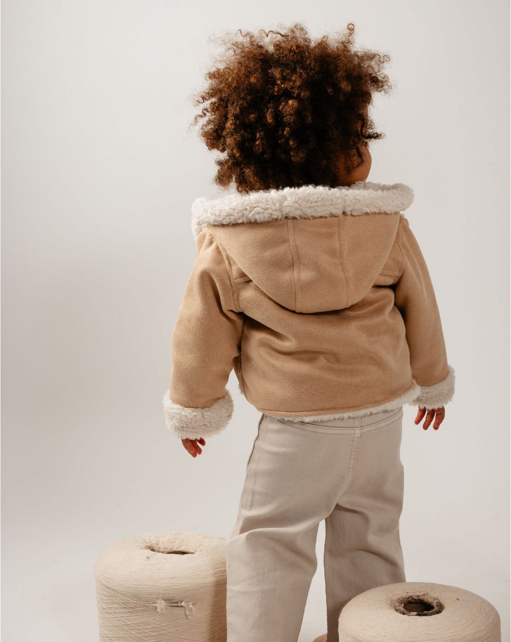 Girls Hooded Suede & Sherpa Jacket Y1