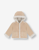 Girls Hooded Suede & Sherpa Jacket Y1