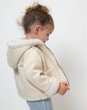 Girls Hooded Suede & Sherpa Jacket Y1
