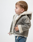 Boys Hooded Suede & Sherpa Jacket Y3