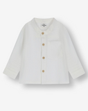 Buttoned Linen Shirt With Grandad Collar WB15