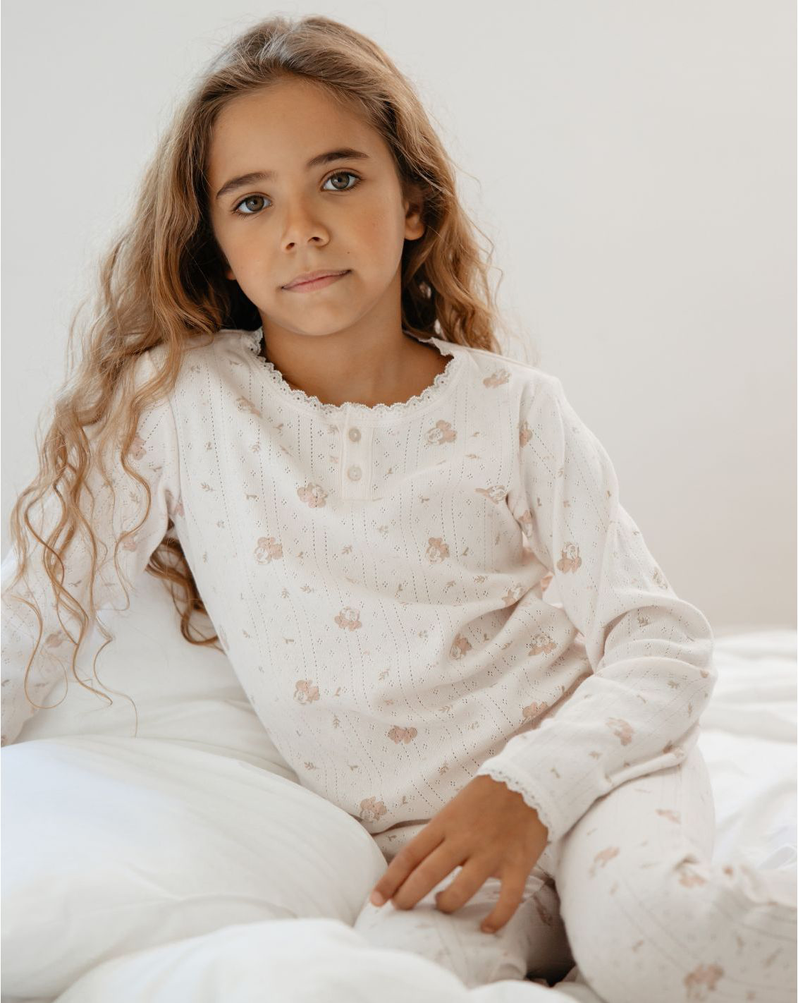 Girl soft Pointelle Pajamas Set PJ