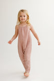 Girls Spaghetti Tie Strap Overall - Muslin